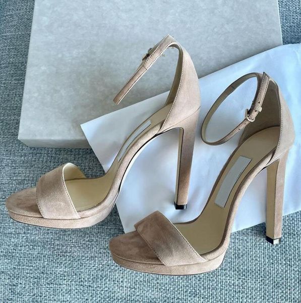 

designer luxury womens sandals glitter round open toe women misty suede platform high heels elegant lady ankle straps gladiator sandal party, Black