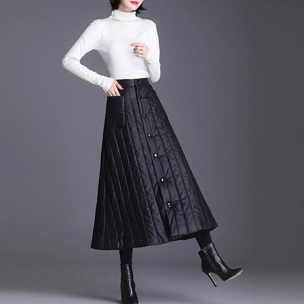 

skirts women winter streetwear thick black down cotton fashion high waist skirt 4xl
