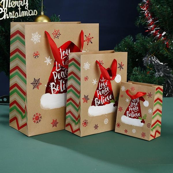

gift wrap santa sacks kraft paper bag handbag merry christmas bags xmas tree elk candy box year packaging boxe