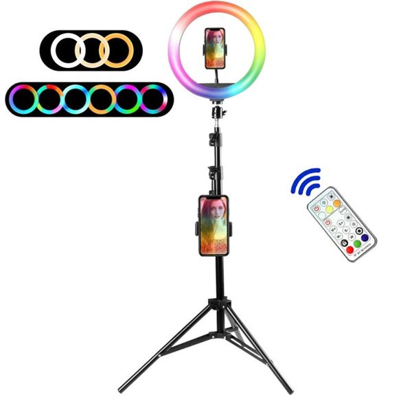 

flash heads ring light 10 inch rgb led tripod for phone selfie lamp video professional pography