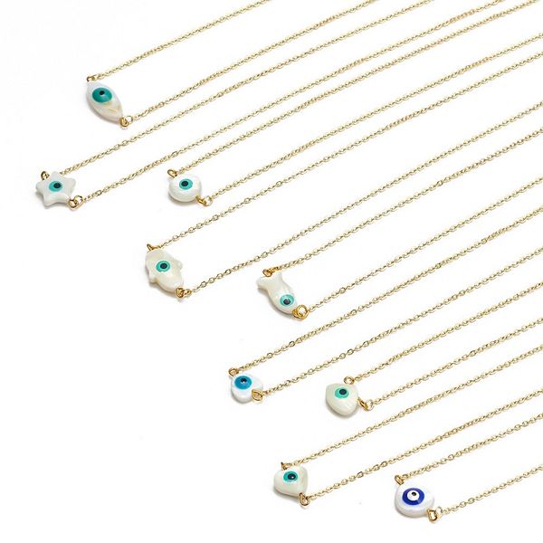 

evil eye pendants necklace turkish demon eyes lucky necklaces for women men shell pendant fashion jewelry, Silver