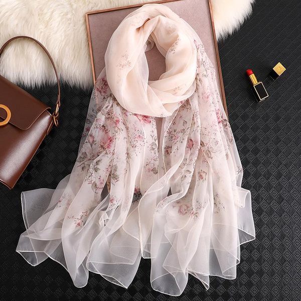 

scarves 2021 women flora print silk scarf summer beach bandana shawls and wraps foulard femme large size hijab, Blue;gray