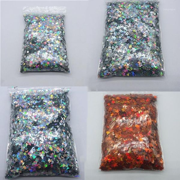 

500g/ bag 9 shaped holographic nail stickers, butterfly art sequins, sparkle glitter decoration1, Silver;gold