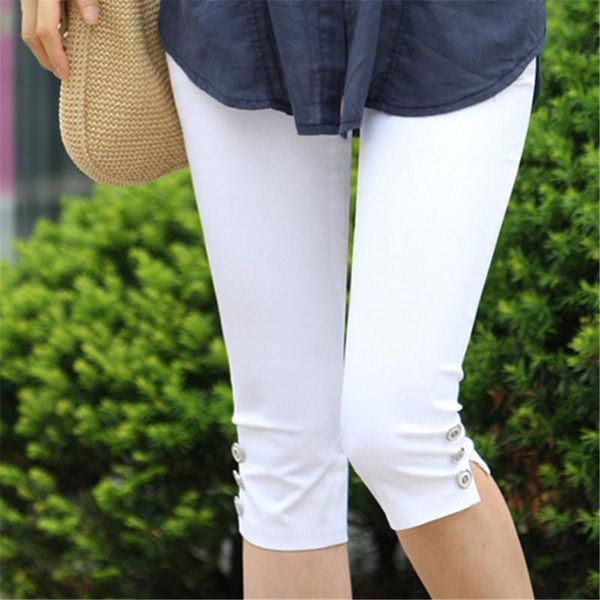 

women's pants & capris high elasticity breeches summer candy color women thin ladies waist elastic plus size, Black;white