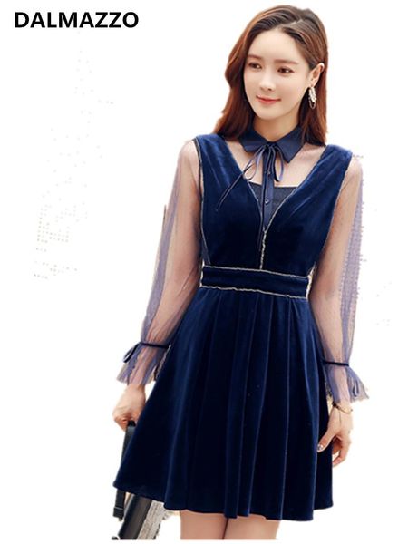 

women's two piece pants 2021 est autumn winter costume for women velvet suits clothes flare sleeve mesh + v neck mini dress pieces set, White
