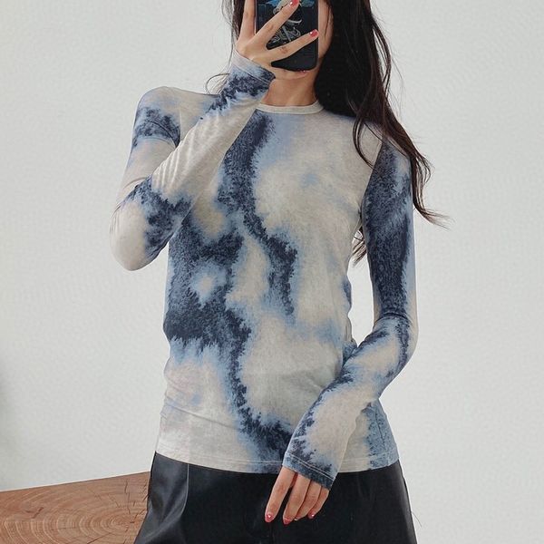 

tees women's t-shirt ~~~~~~~~~~080702 co tie dyed t cos style gradient backing long sleeve t-shirt 0.23kg, White