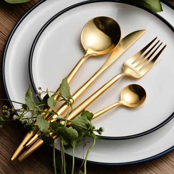 

dinnerware sets 24 pcs 304 stainless steel golden cutlery set luxury restaurant dinning tableware knife fork s poon