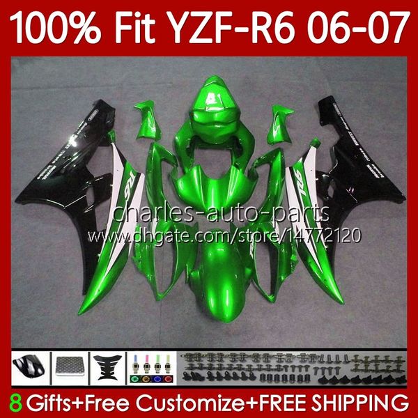 Enjeksiyon Parlak Yeşil Yeşil Kalıp Vücut Yamaha YZF R 6 600 CC YZF-R6 YZF600 2006-2007 MOTO DOSYALAR 98NO.128 YZF R6 600CC YZFR6 06 07 YZF-600 2006 2007 OEM PERSERING SITIC 100% Fit