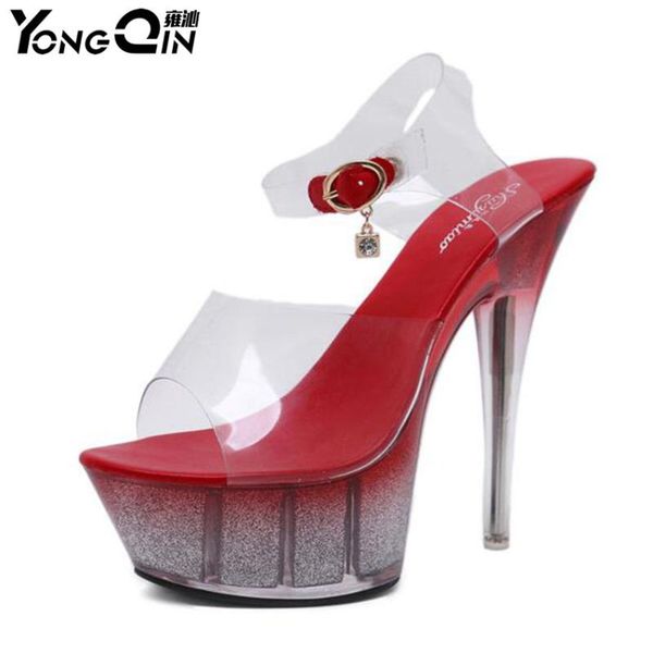 

women pumps platform sandals 14 cm super high heels wedding shoes open toe transparent heel, Black