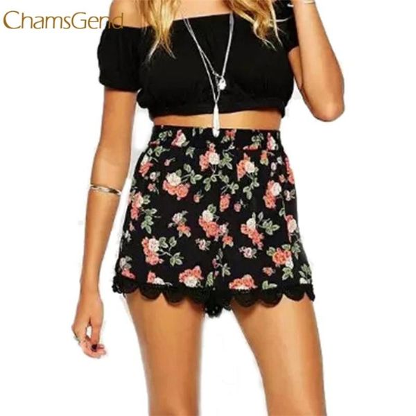 

women's shorts durable polyester,lace short pants women floral printing high waist lace summer casual, White;black