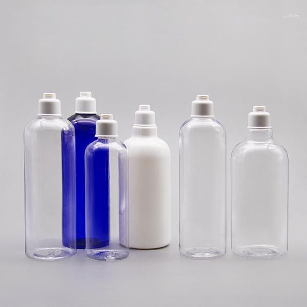 

storage bottles & jars 14pcs 300/400/500ml transparent plastic cosmetic lotion cream bottle flip cap empty shampoo containers clear wash