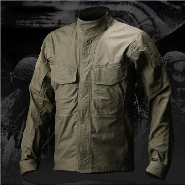

men's casual shirts mens long sleeve shirt autumn camouflage uniform multi-pockets cargo breathable clothes, White;black