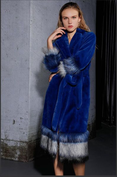 

women's trench coats luxury blue faux fur coat thickened long 2021 fashion blets overcoat women winter sleeve so2922, Tan;black