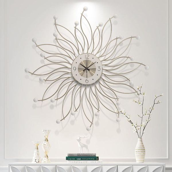 

wall clocks living room decor clock 3d metal wrought iron flower decorations digital office study corridor hanging