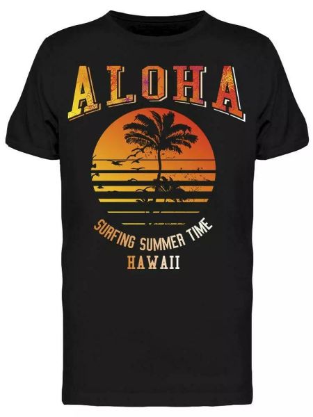 

aloha surfing summer time hawaii tee men's -image by shutterstock, White;black
