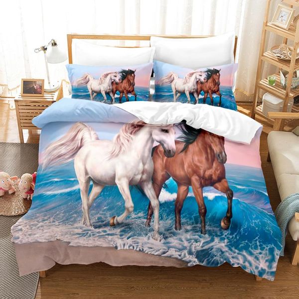 

bedding sets horse set single twin full  king men/women size bed aldult kid bedroom duvetcover 3d print 0467