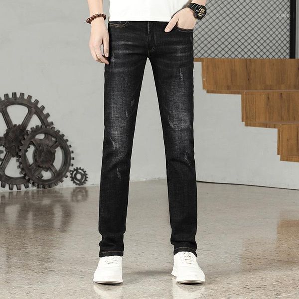 

summer trend slim fit small leg stretch casual men's jeans, Blue