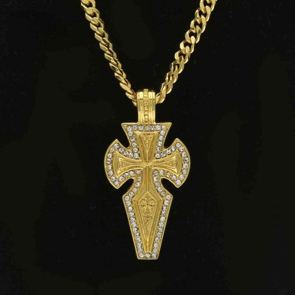 

hip hop copper necklace metal cross pendant gold color chain necklaces for men jewelry gift dropshipping, Silver