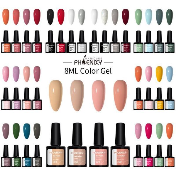 

phoenixy 4pc nail gel polish long lasting semi-permanent 8ml soak off varnish matte coat all for manicure art kits1