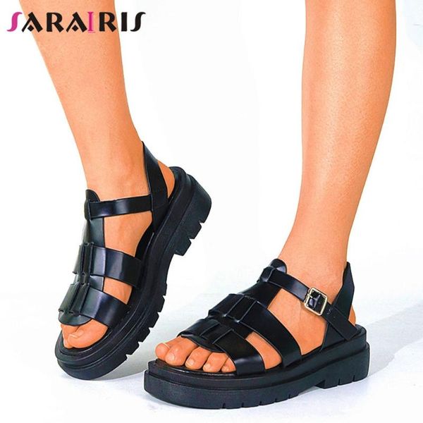 

sandals sarairis roman street female 2021 women platform chunky heels black buckle casual comfort shoes woman