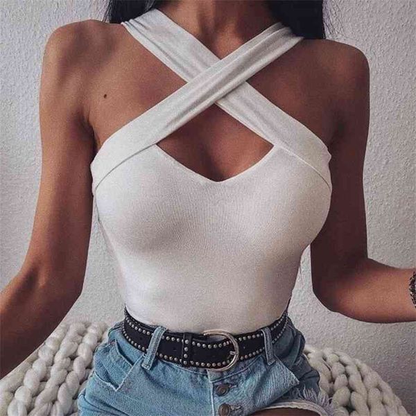 

summer women's jumpsuit casual solid color sling cross 210430, Black;white