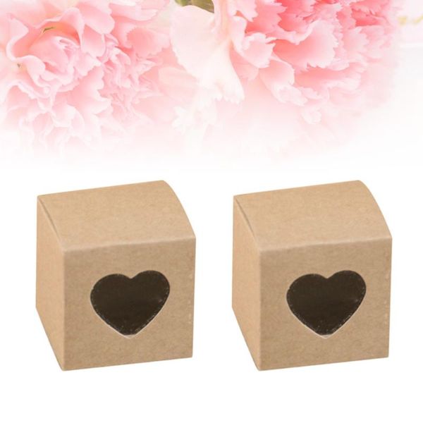 

gift wrap 50 pcs square kraft paper candy boxes pvc transparent heart-shaped window cupcake favor wedding party accessories (kraft