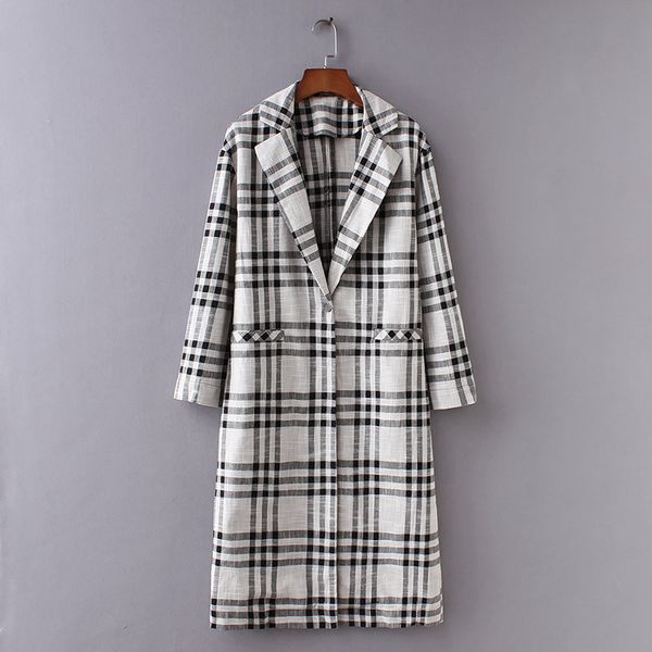 

long fashion trench coat wxwm-631-suit collar plaid leisure long windbreaker q4203-191015, Tan;black