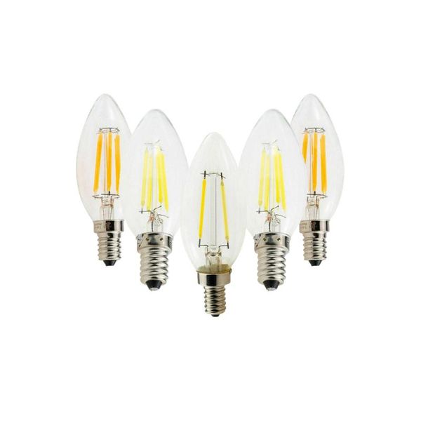 

dimmable led candelabra bulb, 2w 4w 6w filament chandelier light bulbs, e14 base vintage edison b11 clear glass candle bulbs