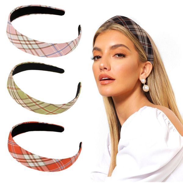 

fashion plaid headbands for women girls wide solid no-slip hairbands hair hoop headband women hairband hair accessories, Silver