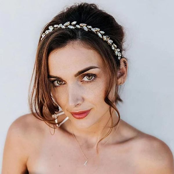 

hair clips & barrettes fashion silver color wired crystal rhinestones wedding comb chain accessories hairband bridal headband women hairpins, Golden;silver