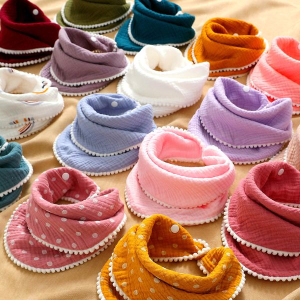 

cotton gauze bib scarf newborn baby infants water towel tiktok lace overlock bath wash handkerchief solid bandana burp cloth feeding saliva