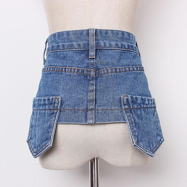 

belts [eam] 2021 spring summer denim personality split joint irreguar button wide belt women fashion tide all-match jr896, Black;brown