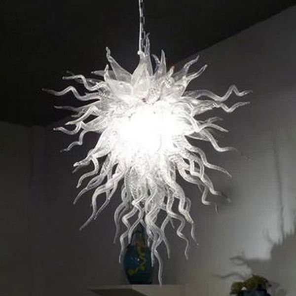 

art deco transparent white color lamps hand blown glass chandeliers led bedroom duplex building decor pendant lighting 50cm wide and 60cm hi