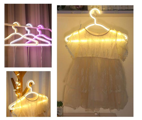 

neon light clothes stand usb powered hanger night lamp for bedroom home wedding clothing store art wall decor xmas gift hangers & racks