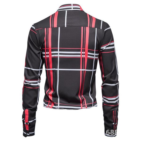 

men's casual shirts 2021 autumn long sleeve plaid shirt european c205, White;black