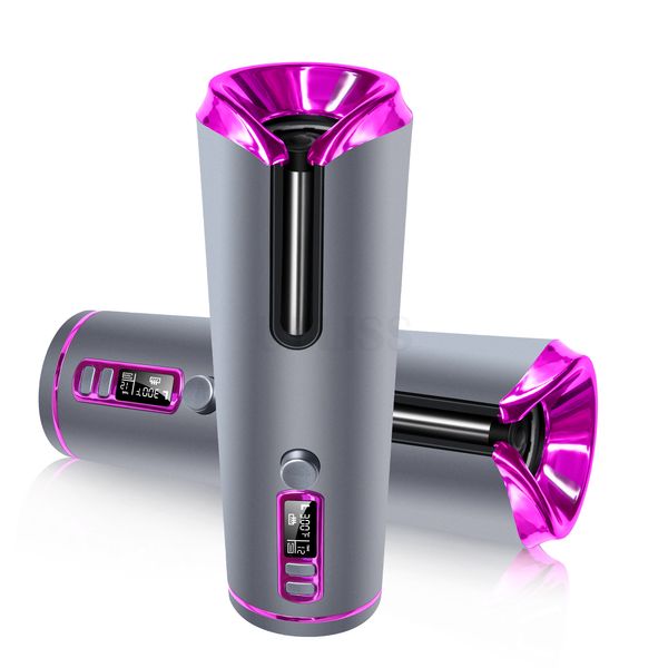 

cordless auto rotating ceramic hair curler usb rechargeable automatic curling iron led display temperature wave curler perfections
