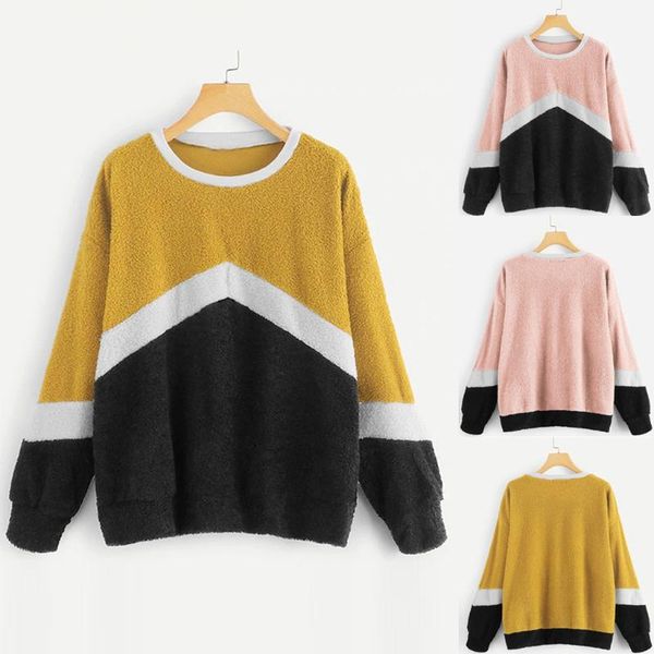 

women's hoodies & sweatshirts 2021 women patchwork casual pullover fashion long sleeve color block blouse sweatershirt, Black