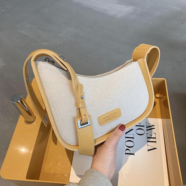 

evening bags casual canvas underarm bag ladies solid color shoulder fashion female crossbody women handbags 2021 purses