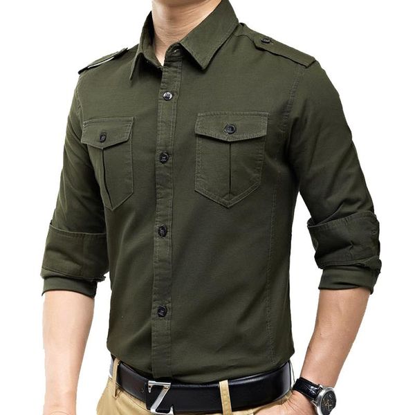 

men's casual shirts arrivals military vintage slim fit long sleeve shirt causaul yellow army green -xxxl, White;black