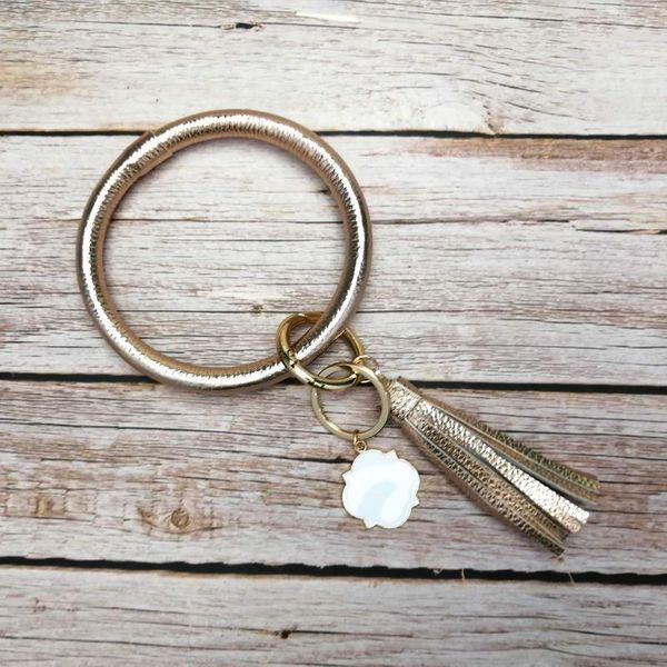 

keychains big o circle leather tassels pendant bangles blank, Silver