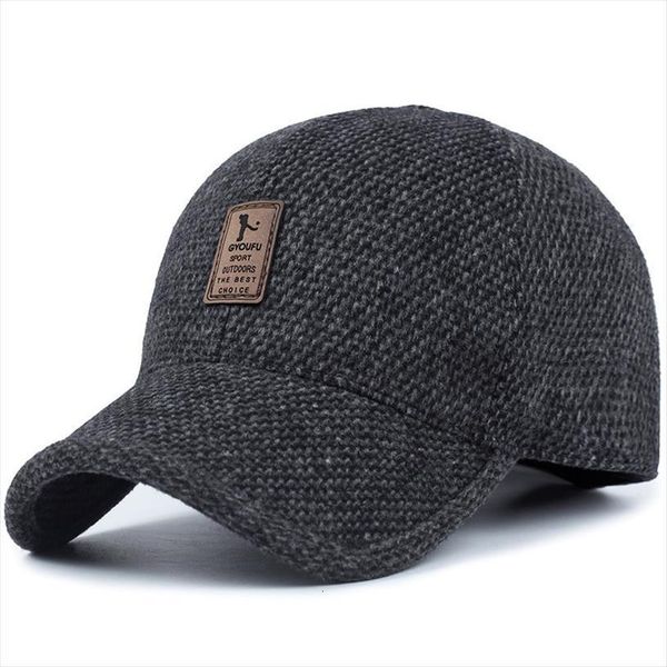 

autumn and winter mens warm cotton hat casual earmuffs woolen fashion outdoor sports baseball cap, Blue;gray
