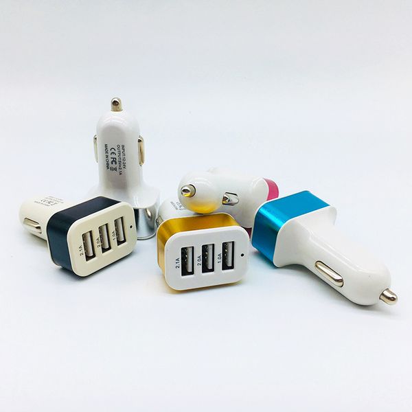 

High Quality USB Car Charger Adapter Car Plug Triple 3 USB Port Car Charger For samsung iphone smartphones
