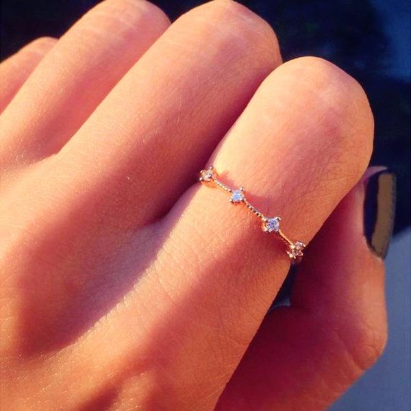 

fashion gold color ring for women engagement anniversary party rhinestone round wedding bands simple jewelry rings, Slivery;golden