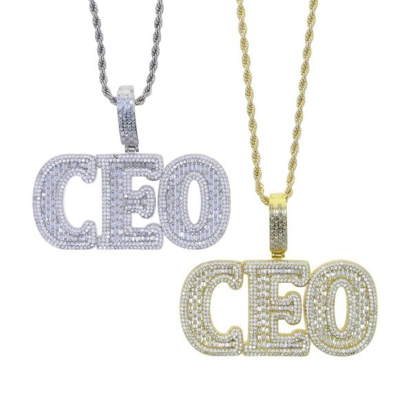 Correntes 2021 Hip Hop Iced Out Bling Cúbico Zircônia CZ Grande CEO Pesado Carta Pingente Colares Para Homens Menino Moda Punk Festa Jóias Presente