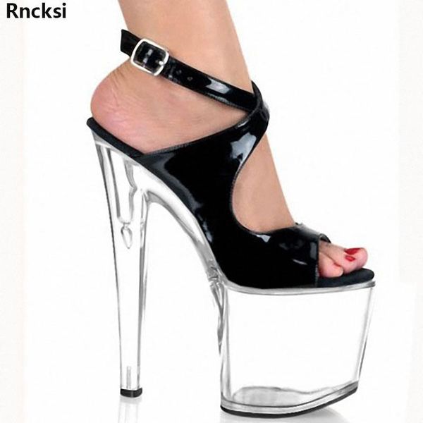 

rncksi women's platform sandals pole dancing shoes 8 inch high heels nightclub dance, Black