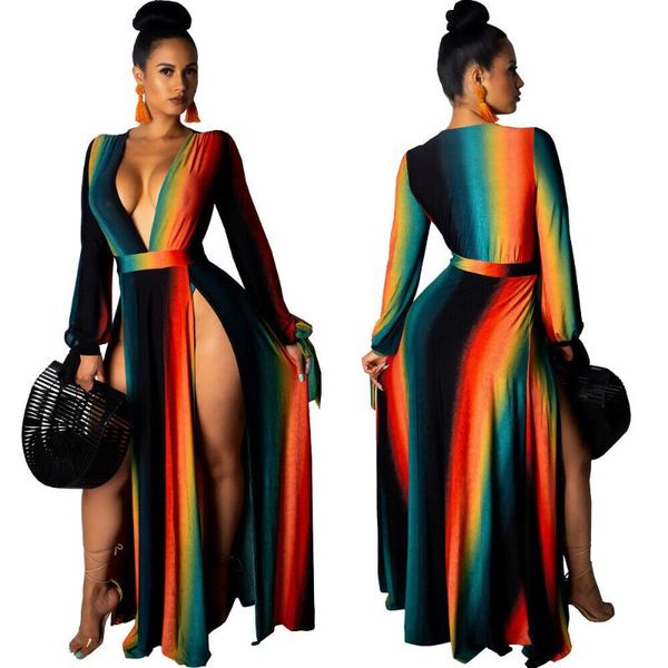 

casual dresses 2021 summer long dress colorful print boho beach tunic maxi women evening party sundress plus size xxl, Black;gray