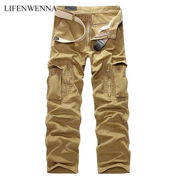 

lifenwenna spring cargo pants men cotton tactical trousers men work mens trousers overalls pantalon homme 210528, Black