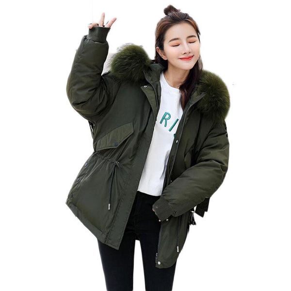 

women's down & parkas winter cotton hooded fur collar short coat jacket clothes female students wear fashion coats b073 lnor, Black
