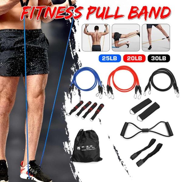 

16pcs resistance bands set fitness pull rope latex strength gym equipment home elastic exercises body training expander