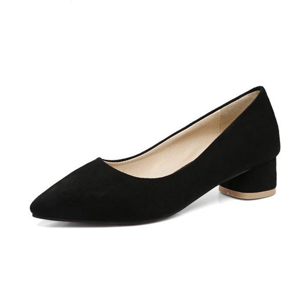 

dress shoes big size pointed suede ladies high heels women woman pumps, Black